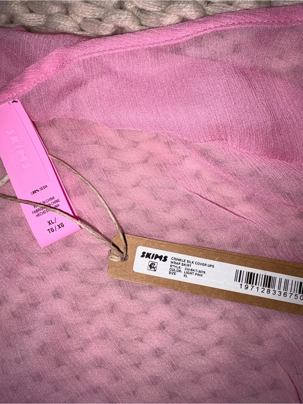 SKIMS -Pink Sheer Swim Sarong Cover-Up